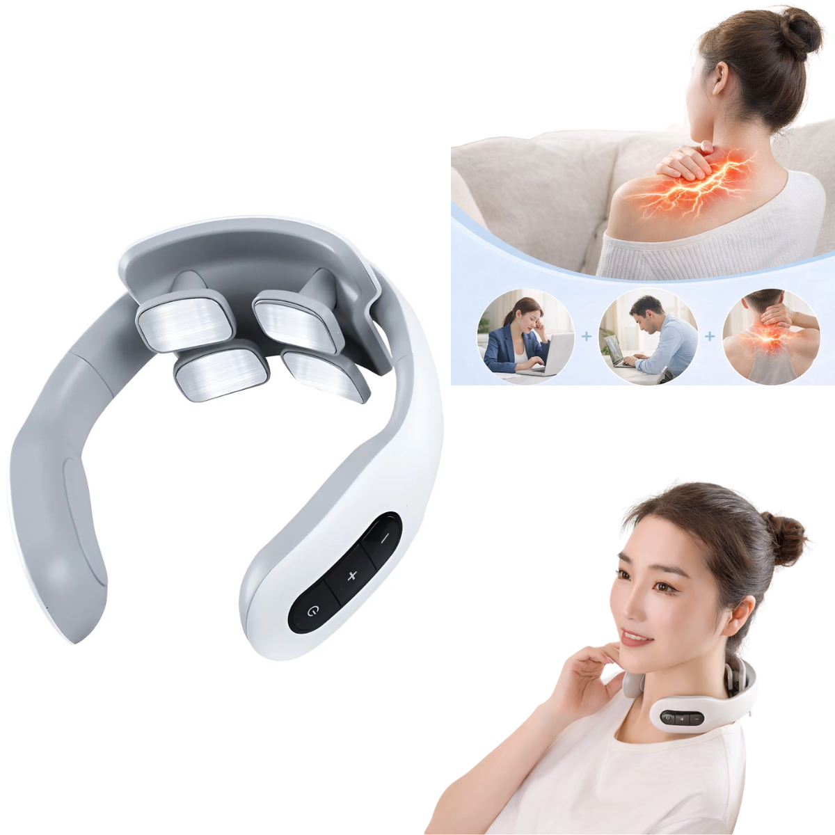 Masajeador Cervical Portátil con Calor | 6 Modos y 9 Intensidades