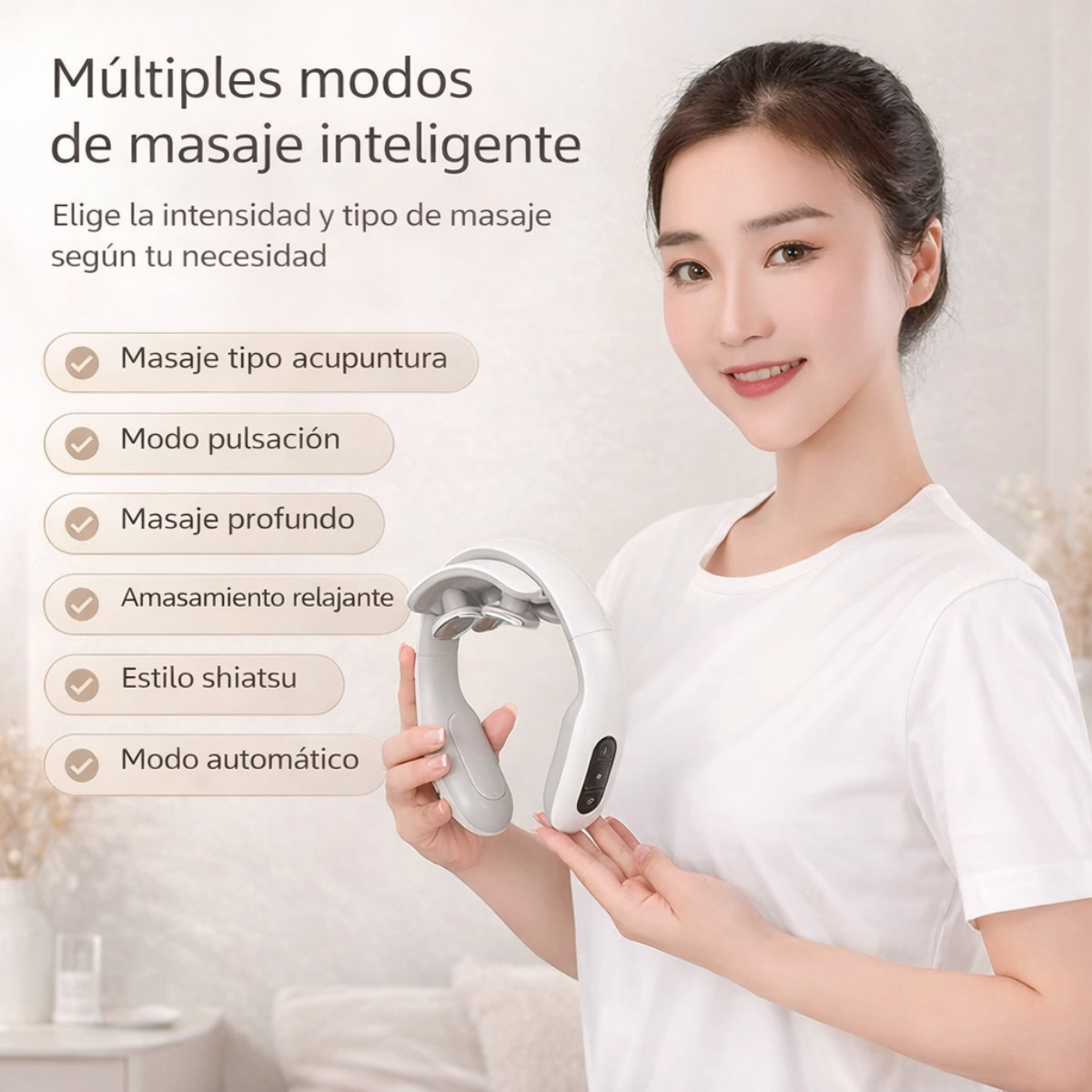 Masajeador Cervical Portátil con Calor | 6 Modos y 9 Intensidades