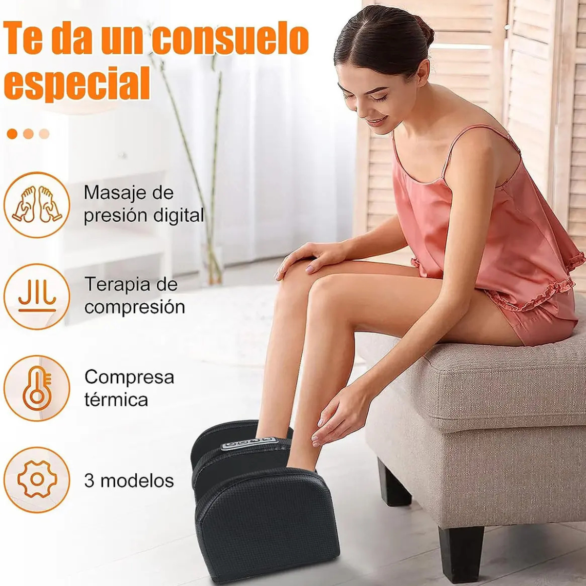 Masajeador Eléctrico de Pies y Pantorrillas con Calor Relajante para Uso en Casa