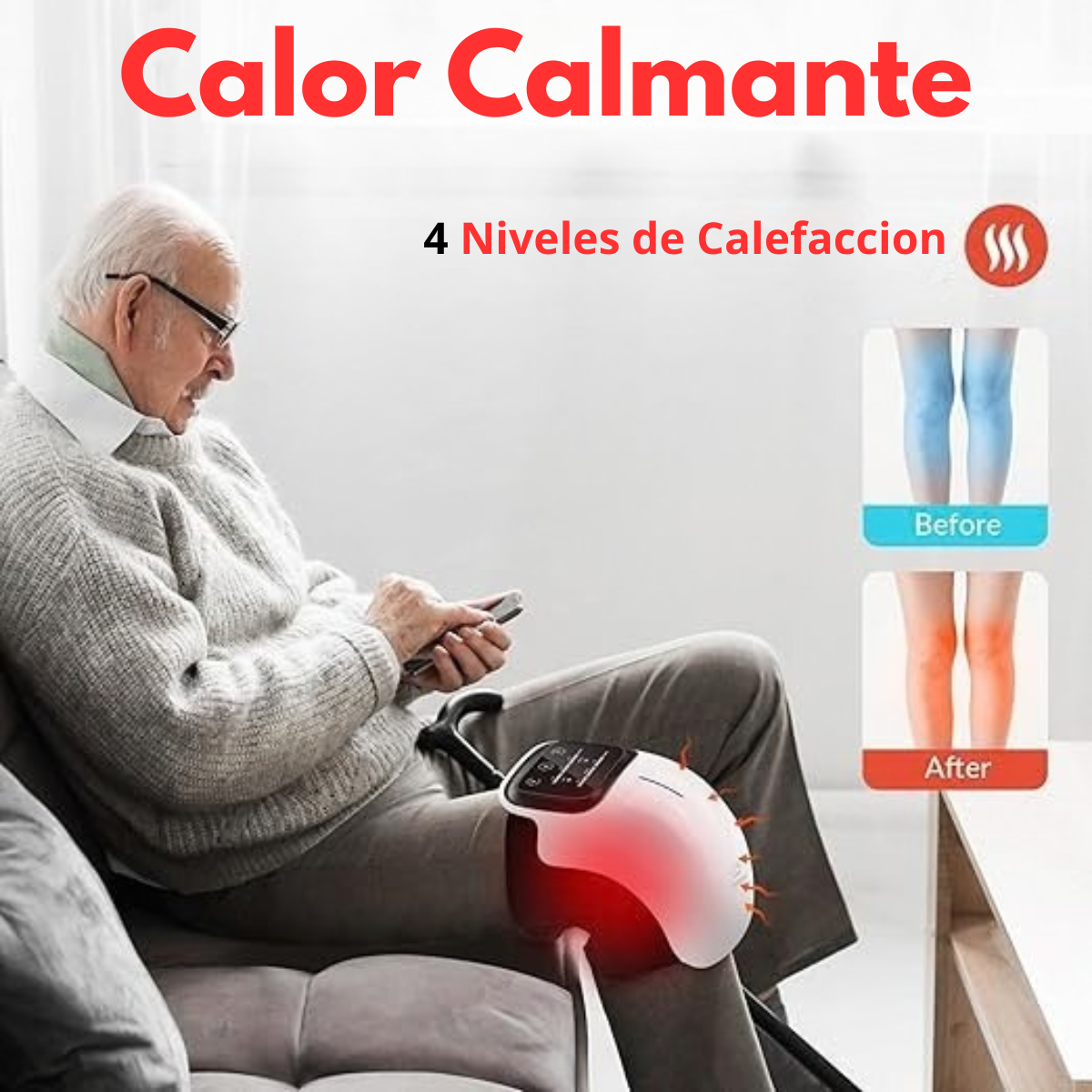 Masajeador de Rodilla 4 en 1 con Calor y Vibración