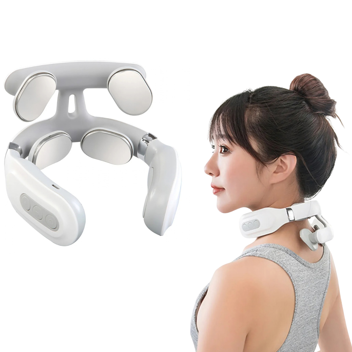 Masajeador Cervical Inalámbrico 4 Cabezales | Calor y 6 Modos