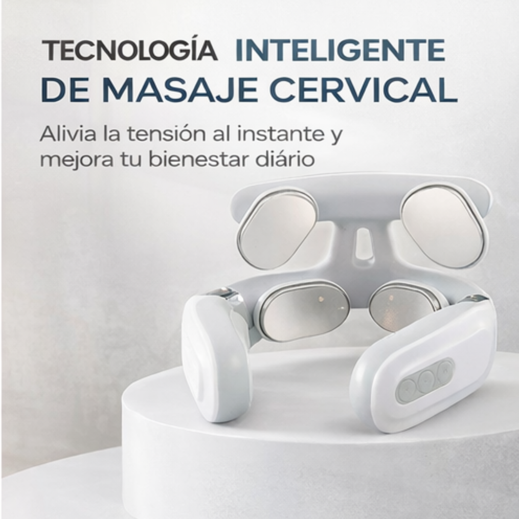 Masajeador Cervical Inalámbrico 4 Cabezales | Calor y 6 Modos