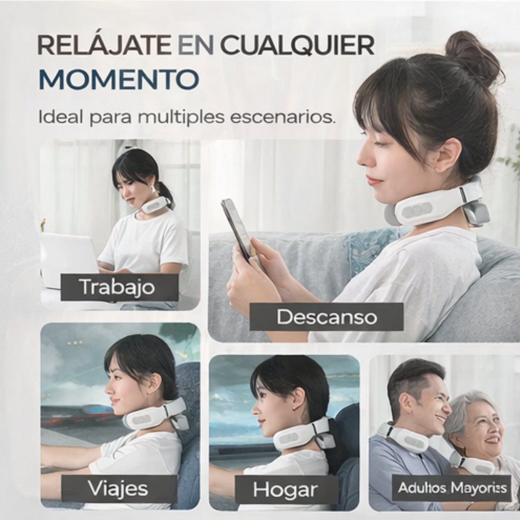 Masajeador Cervical Inalámbrico 4 Cabezales | Calor y 6 Modos