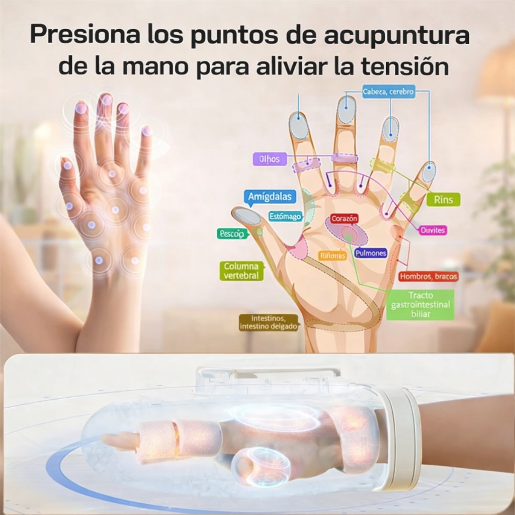 Masajeador de Manos con Compresión, Calor e Intensidad Ajustable