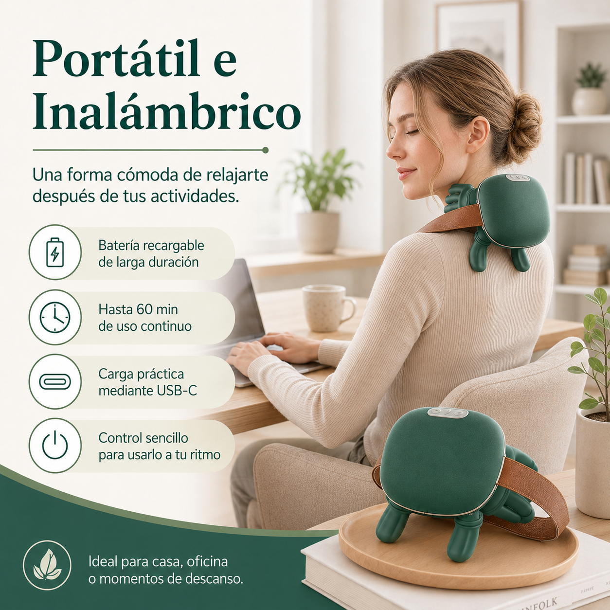 Masajeador de Cuello y Hombros con Calor | Descanso en Casa