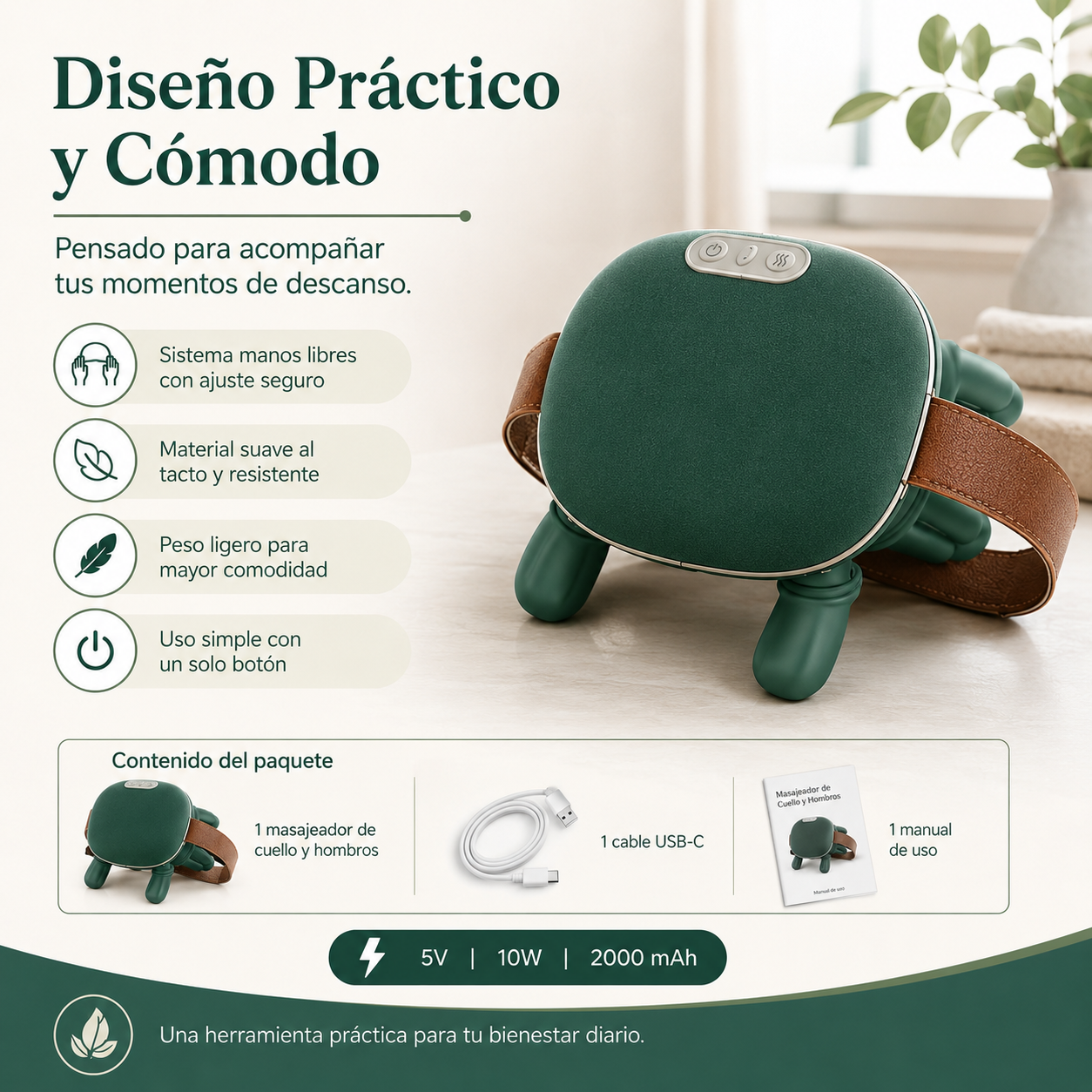 Masajeador de Cuello y Hombros con Calor | Descanso en Casa