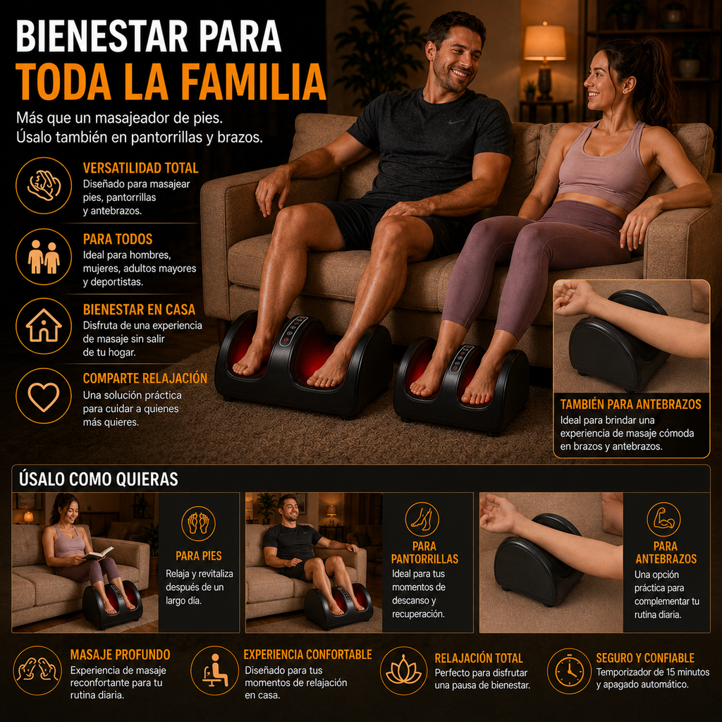 Masajeador Eléctrico de Pies y Pantorrillas con Calor Relajante para Uso en Casa