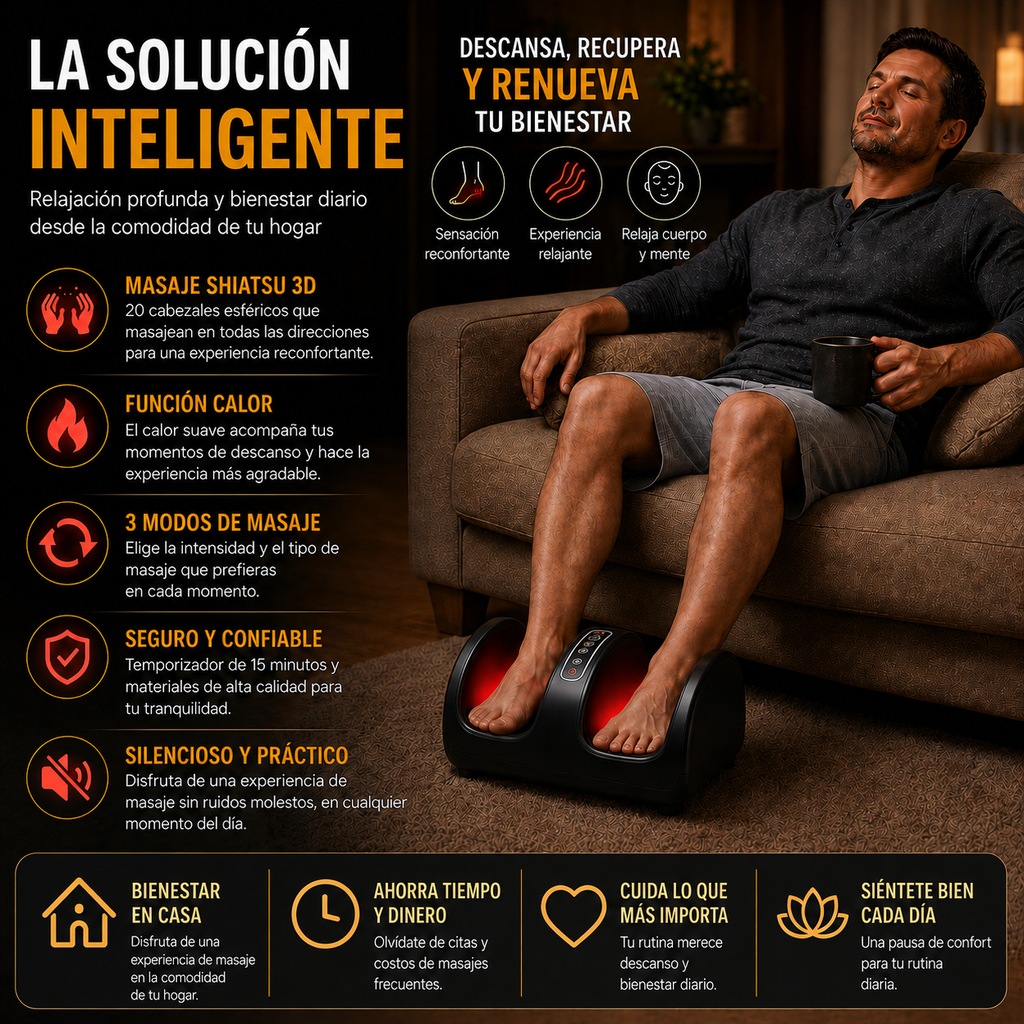 Masajeador Eléctrico de Pies y Pantorrillas con Calor Relajante para Uso en Casa