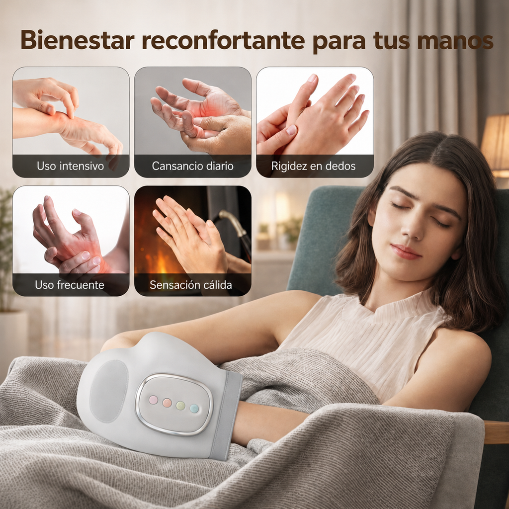 Masajeador de Manos con Compresión, Calor e Intensidad Ajustable