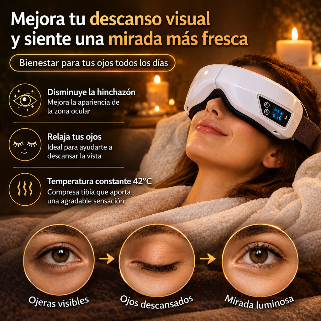 Masajeador Ocular Inteligente 6D con Calor y Bluetooth
