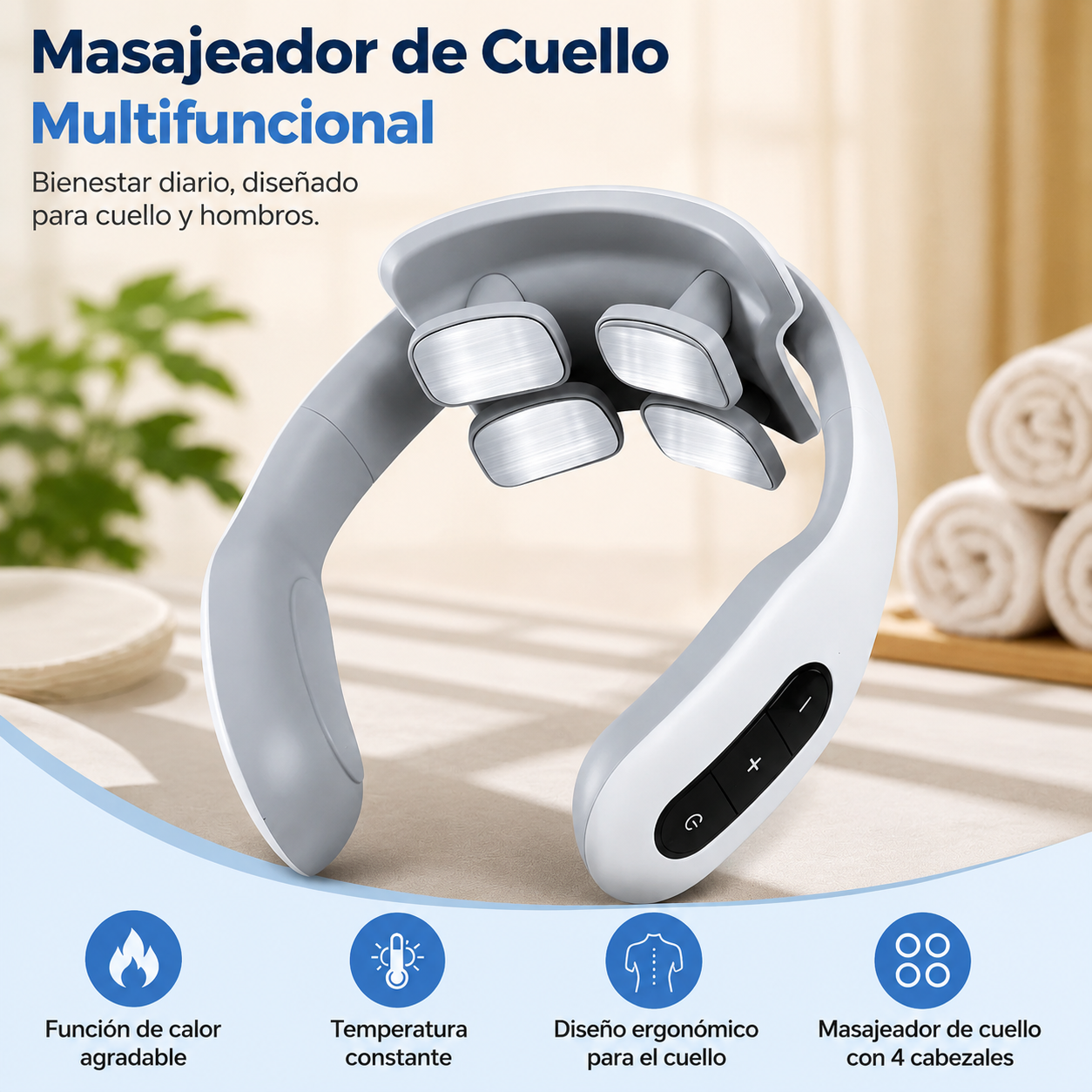 Masajeador Cervical Portátil con Calor | 6 Modos y 9 Intensidades