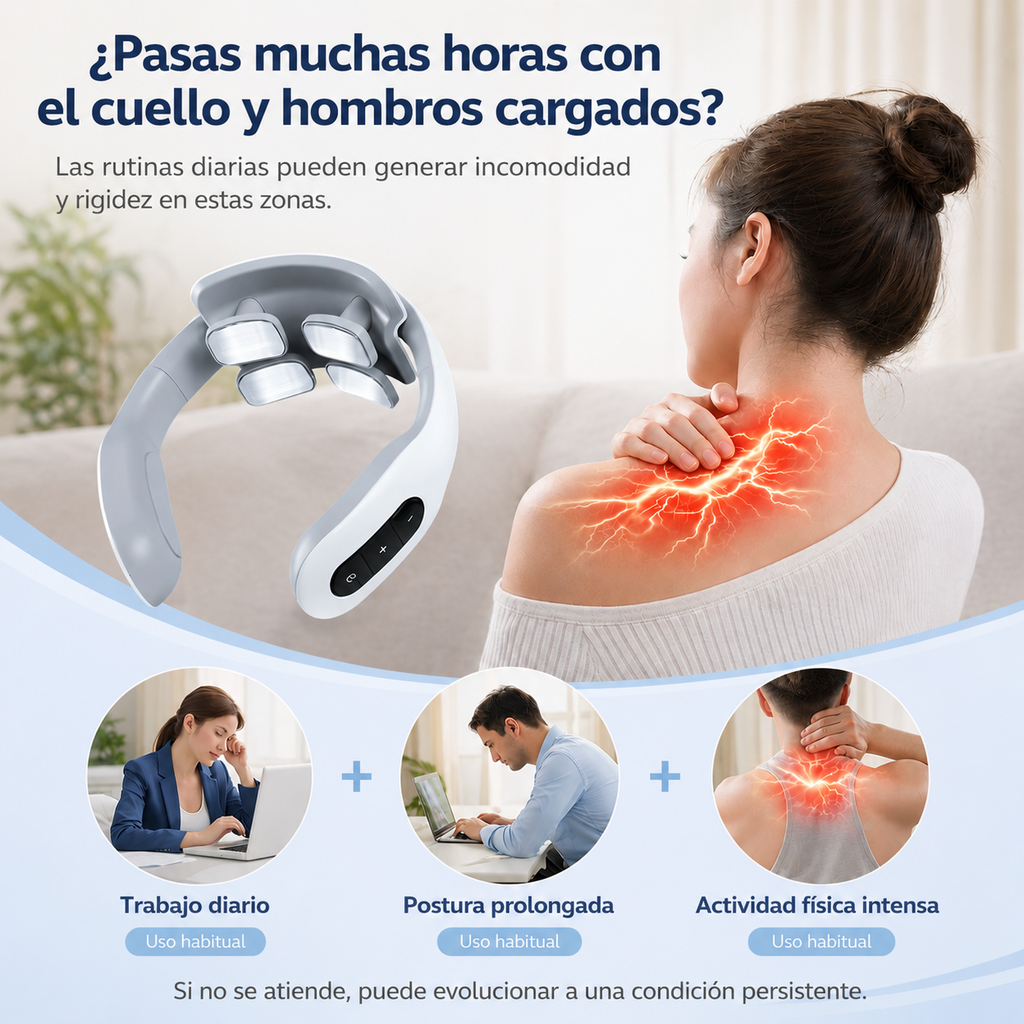 Masajeador Cervical Portátil con Calor | 6 Modos y 9 Intensidades