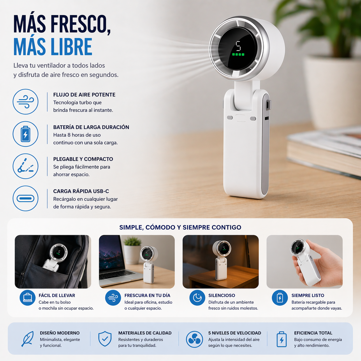 Ventilador Portátil de Cuello Tipo Collar