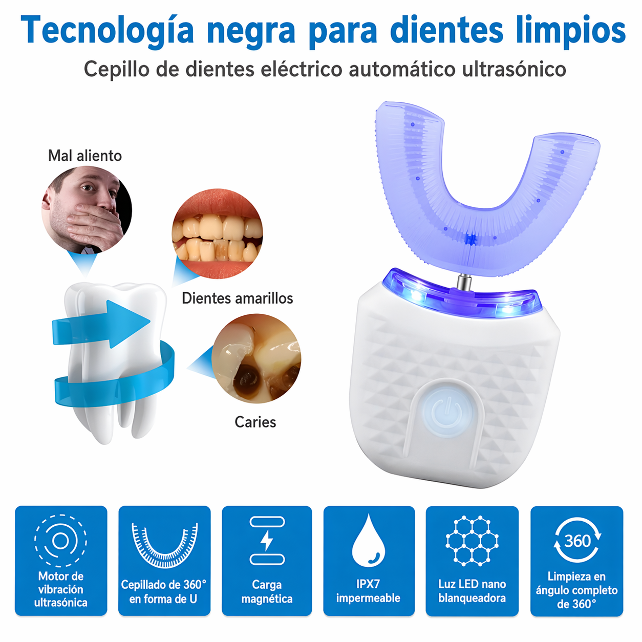 Cepillo Eléctrico Automático 360° Recargable | Limpieza Diaria