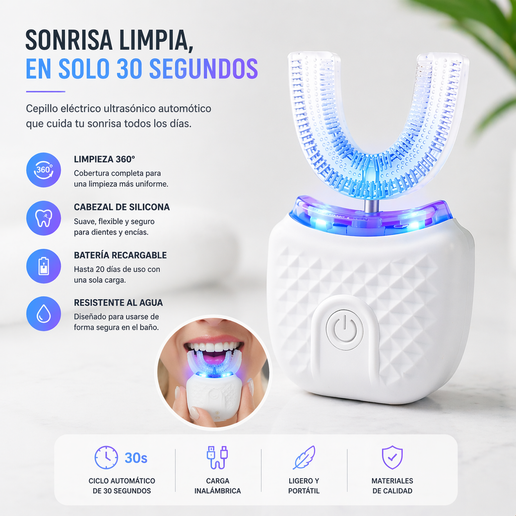 Cepillo Eléctrico Automático 360° Recargable | Limpieza Diaria