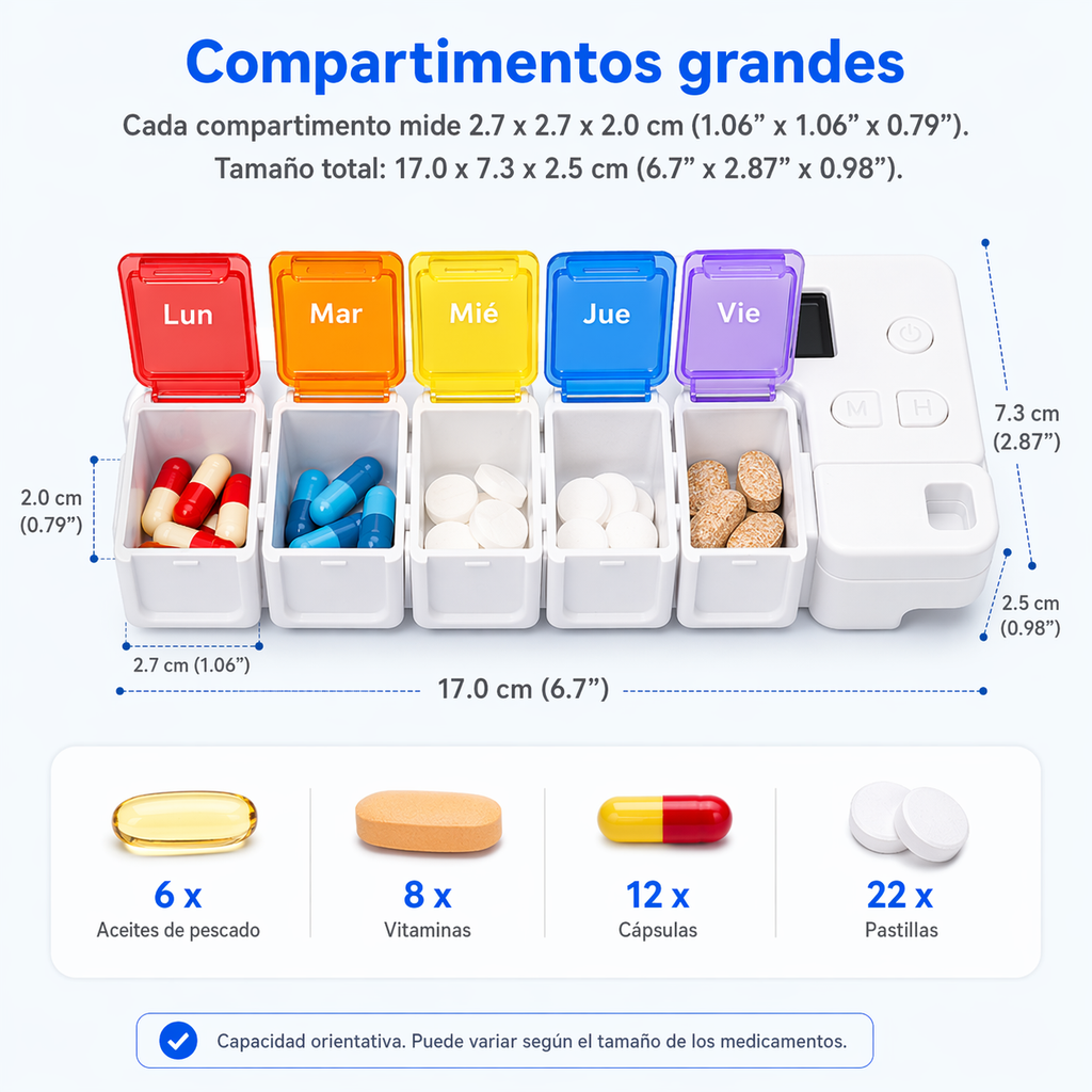 Organizador de Pastillas Inteligente 7 Días con Alarma