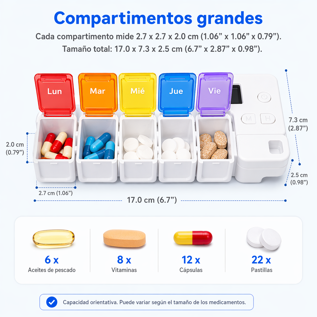 Organizador de Pastillas Inteligente 7 Días con Alarma