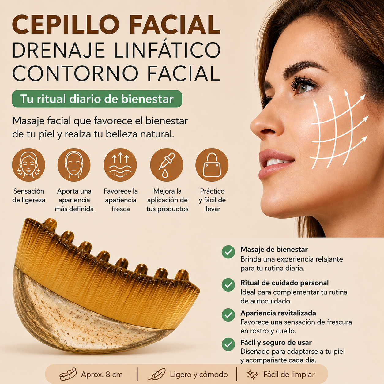 Cepillo Facial de Masaje y Contorno Estético