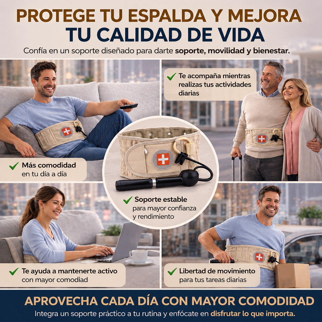 Soporte Lumbar Inflable Ajustable | Comodidad para Espalda Baja