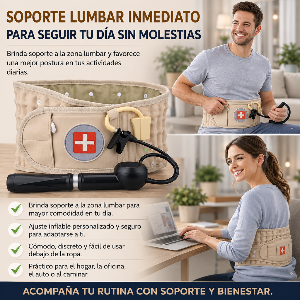 Soporte Lumbar Inflable Ajustable | Comodidad para Espalda Baja