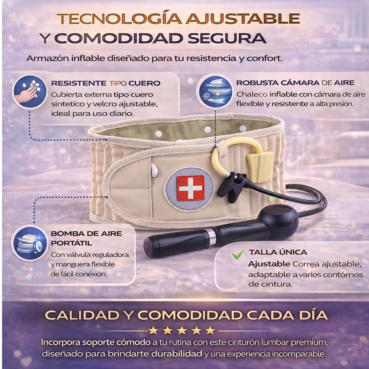 Soporte Lumbar Inflable Ajustable | Comodidad para Espalda Baja