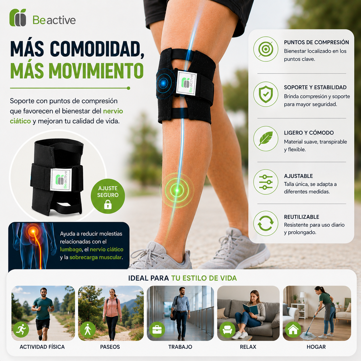 Soporte Ajustable para Pierna y Rodilla