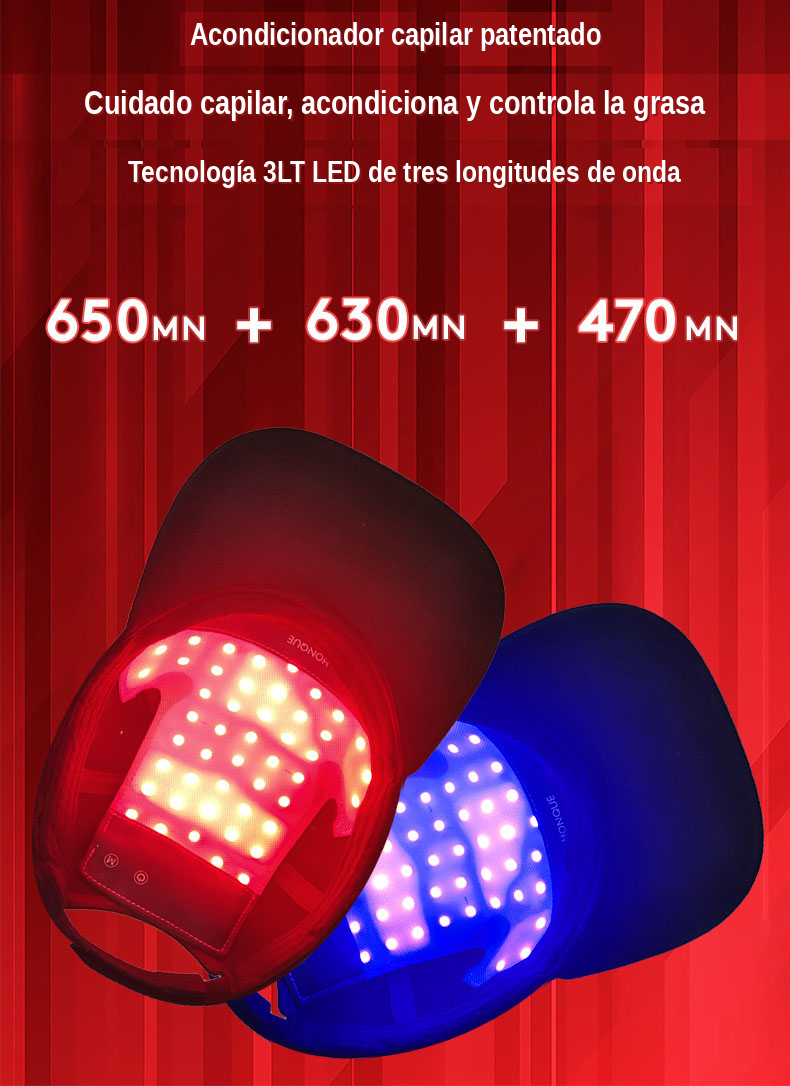Gorra LED Capilar Luz Roja y Azul | Cuidado Estético en Casa